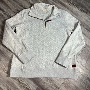 LL Bean Women’s Light Gray Quilted Quarter-Zip Pullover Size Large Sweatshirt